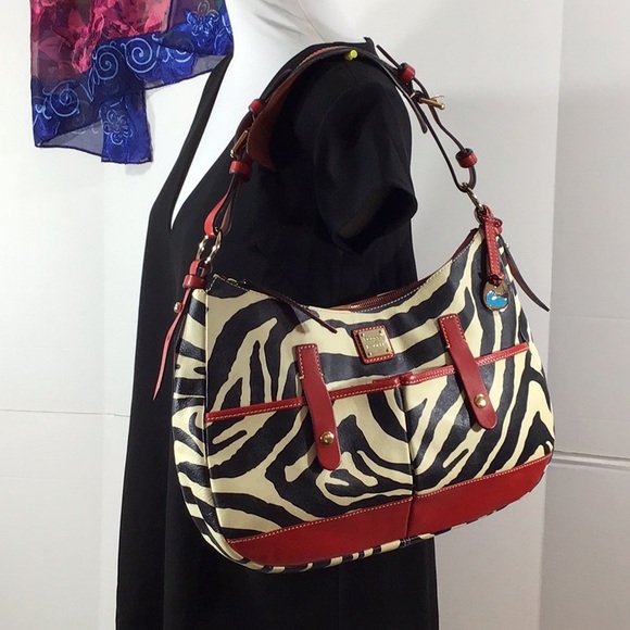 Dooney & Bourke Handbags - Dooney & Bourke Safari Zebra Print Shoulder Bag - Red and Black